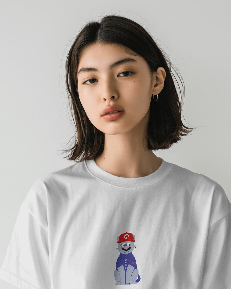 Meowrio - Unisex White Printed T-shirt