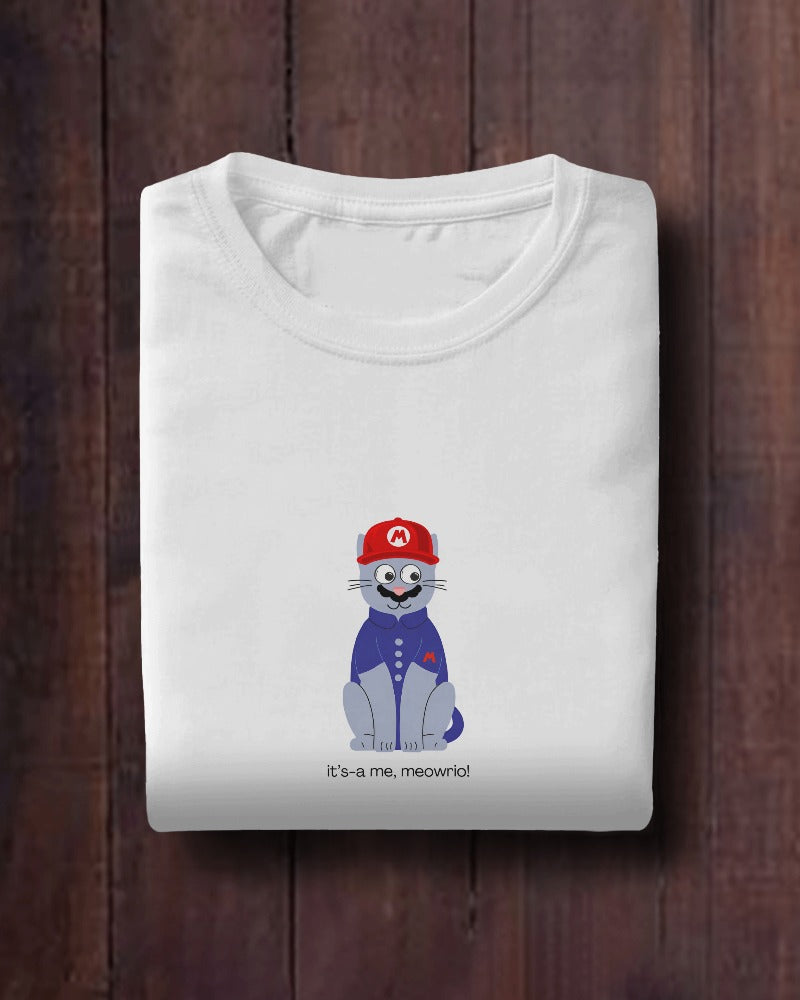 Meowrio - Unisex White Printed T-shirt