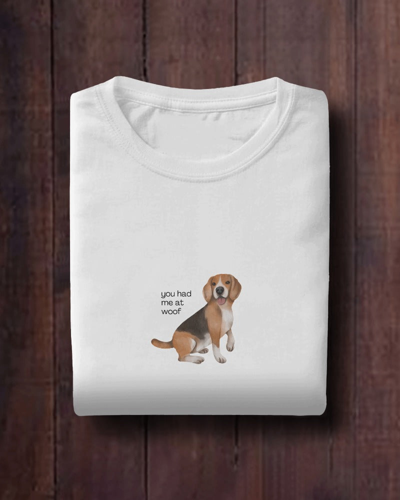 Woof - Unisex White Printed T-shirt