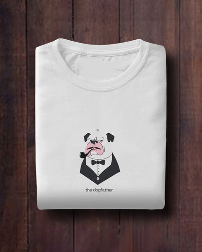The Dogfather - Unisex White Printed T-shirt