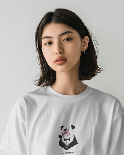 The Dogfather - Unisex White Printed T-shirt