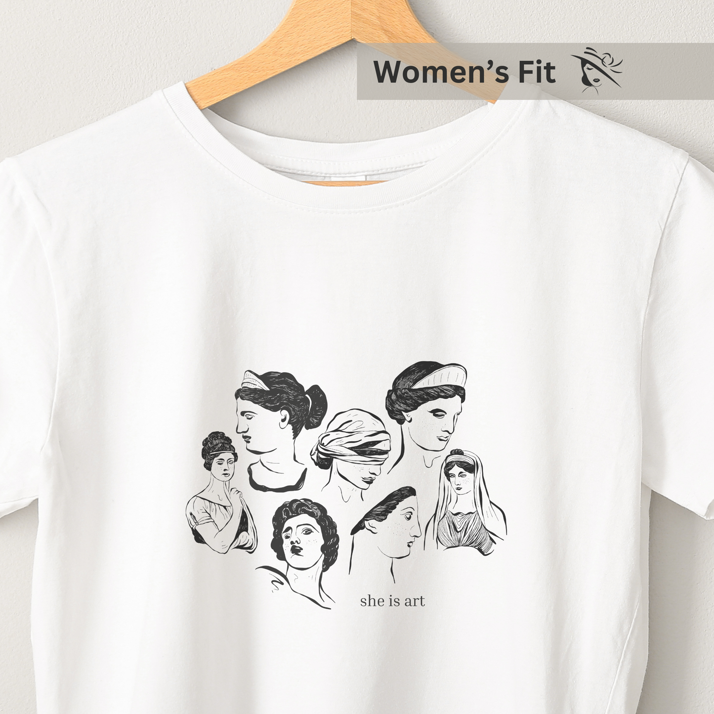She is Art - Women's White Printed T-shirt