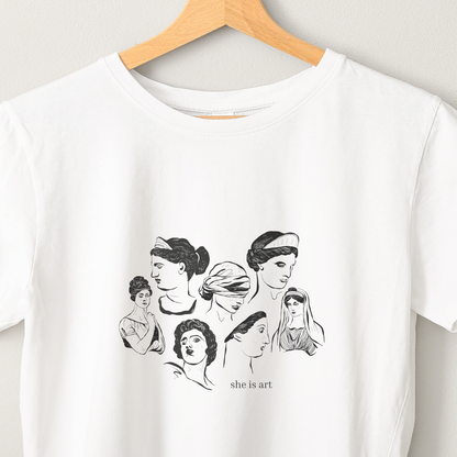 She is Art - Unisex White Printed T-shirt