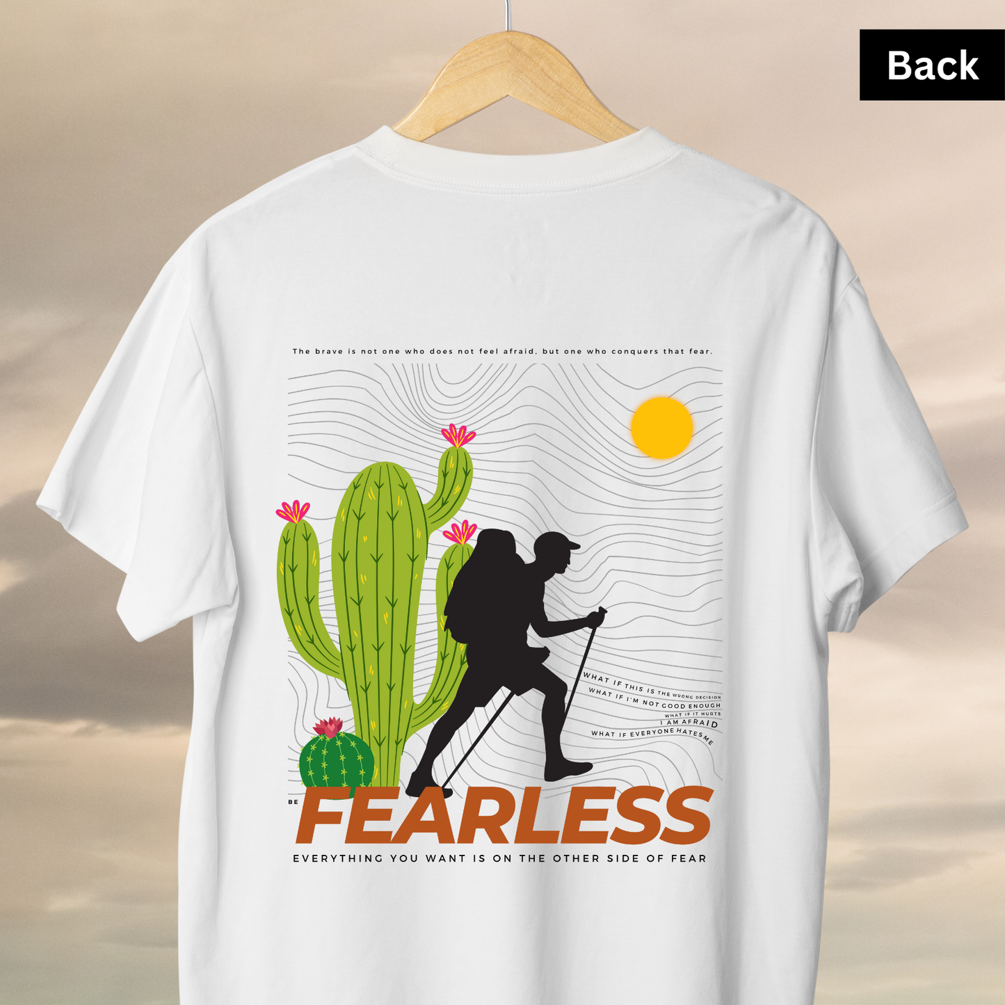 Fearless - Unisex White Printed T-shirt
