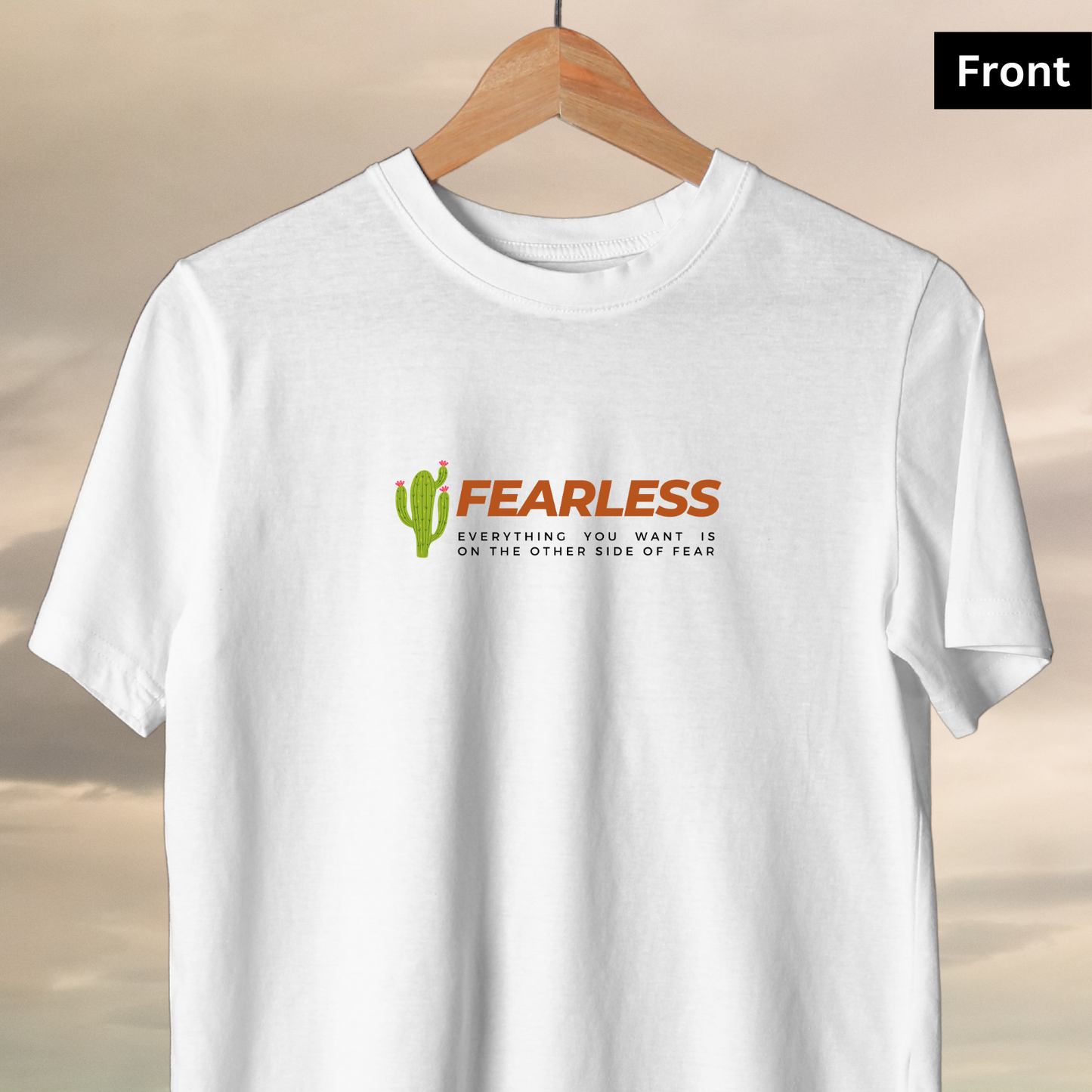 Fearless - Unisex White Printed T-shirt