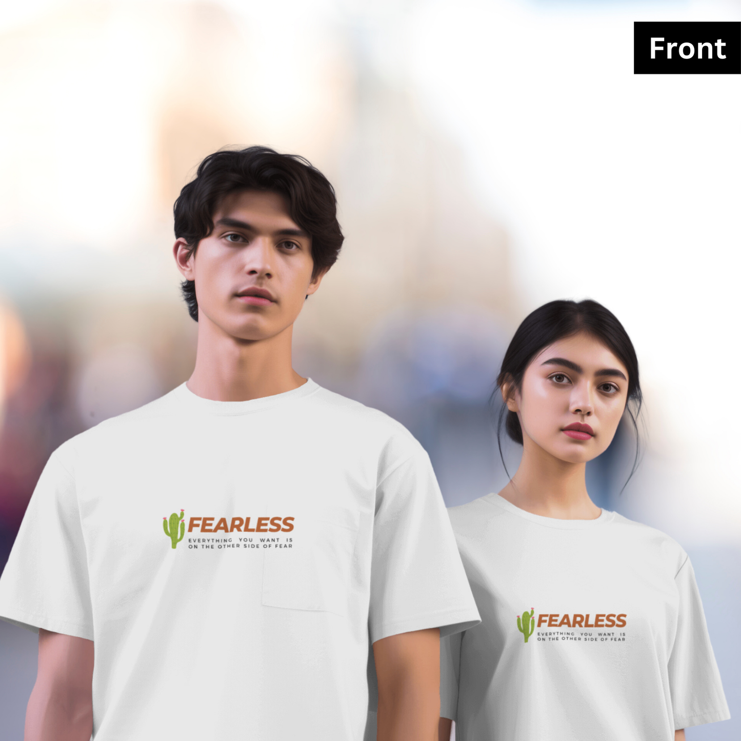 Fearless - Unisex White Printed T-shirt