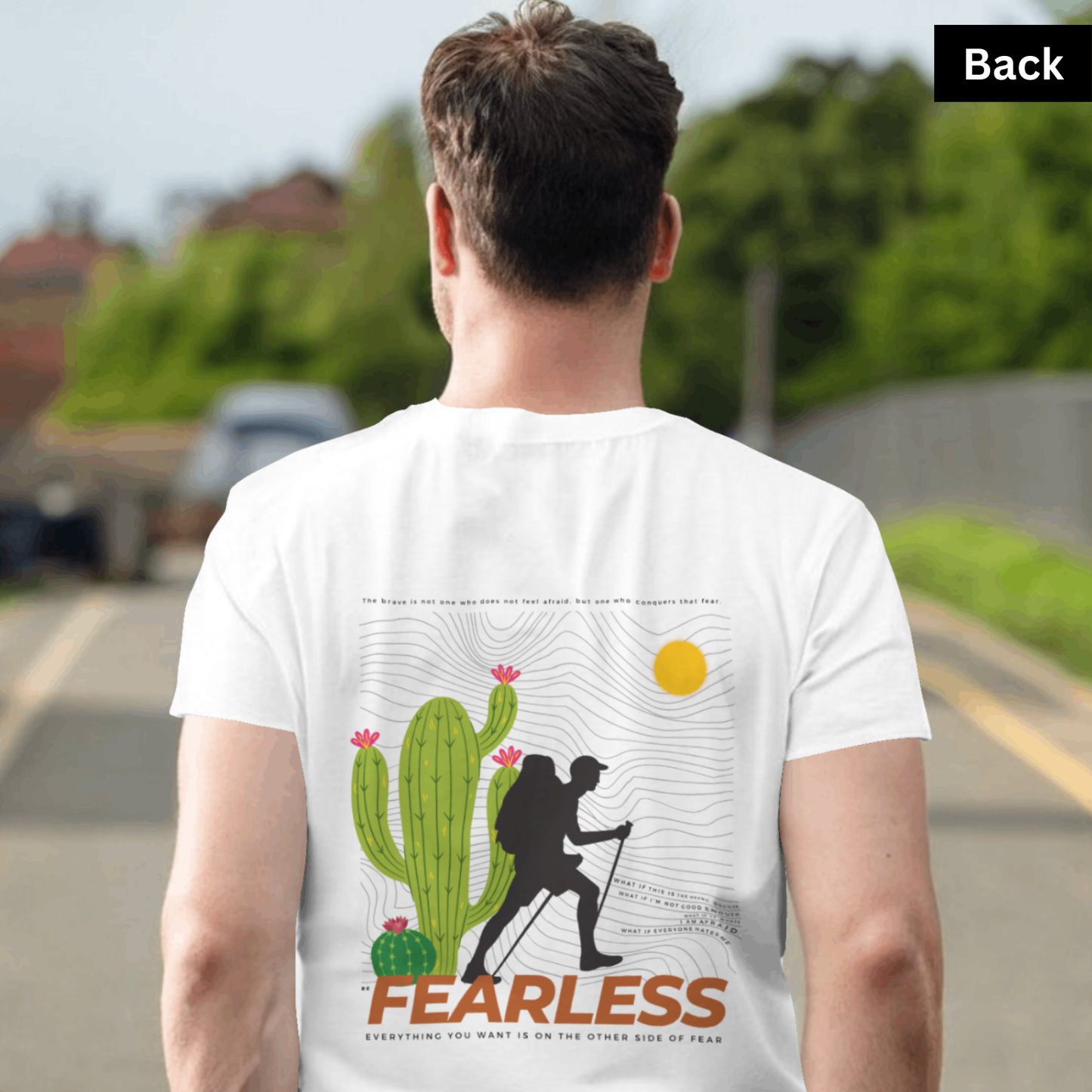 Fearless - Unisex White Printed T-shirt