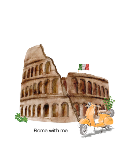 Rome with me - Unisex White Printed T-shirt