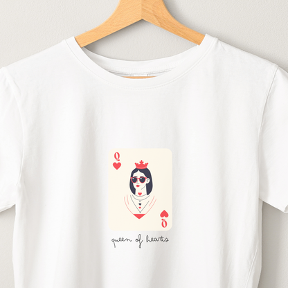 Queen of Hearts - Unisex White Printed T-shirt