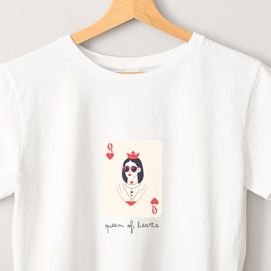 Queen of Hearts - Unisex White Printed T-shirt