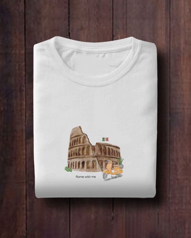 Rome with me - Unisex White Printed T-shirt