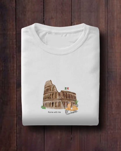 Rome with me - Unisex White Printed T-shirt