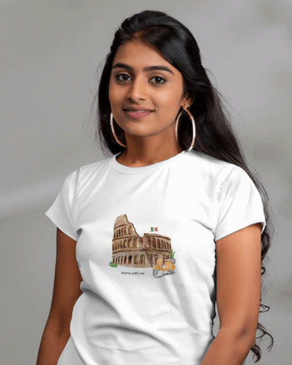 Rome with me - Women's White Printed T-shirt