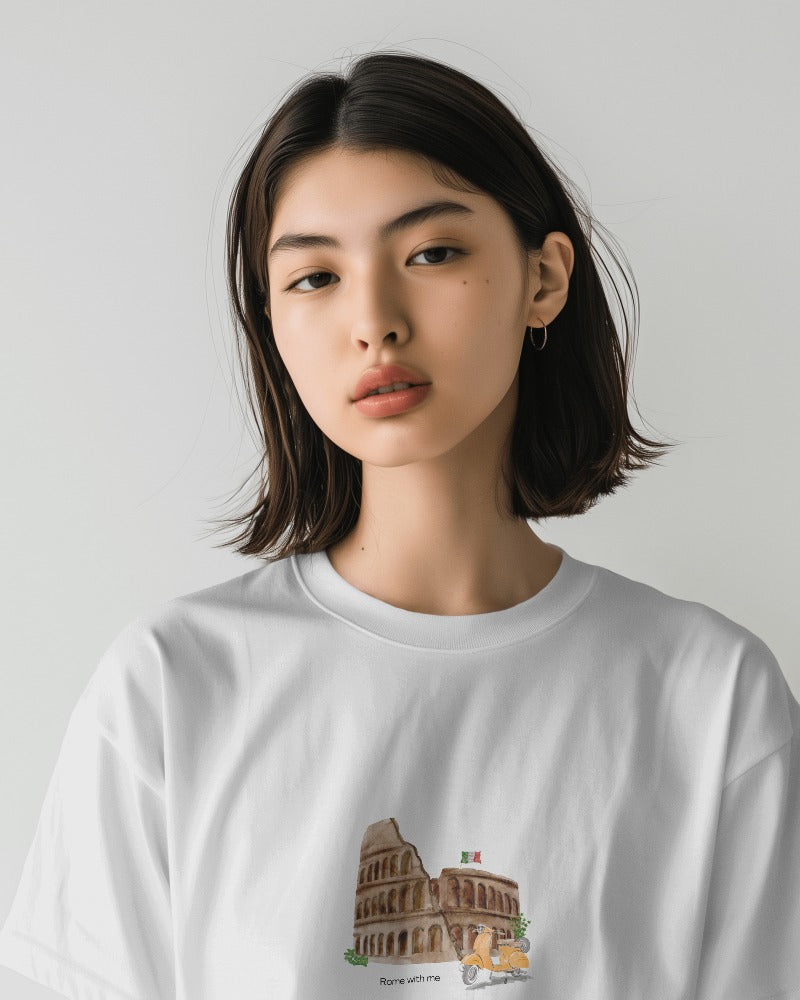 Rome with me - Unisex White Printed T-shirt
