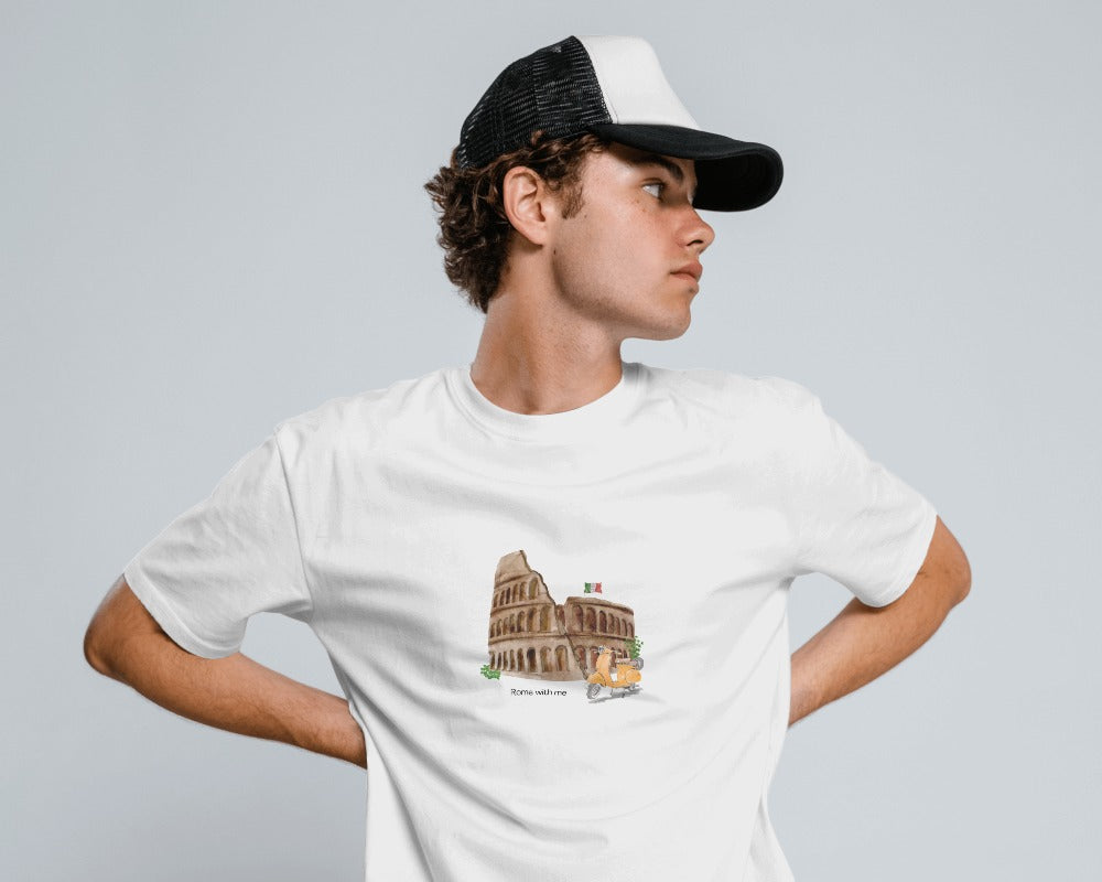 Rome with me - Unisex White Printed T-shirt