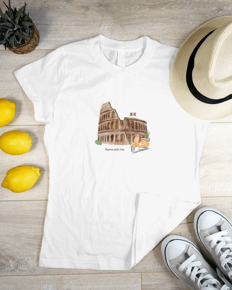 Rome with me - Women's White Printed T-shirt