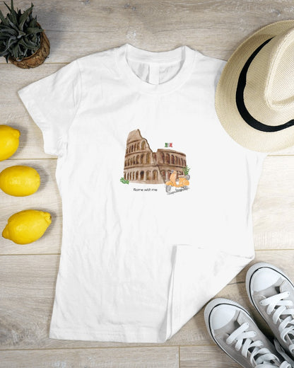 Rome with me - Women's White Printed T-shirt