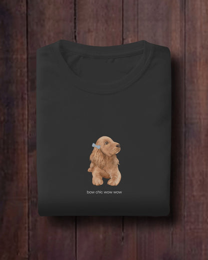 Bow chic wow wow - Unisex Black Printed T-shirt