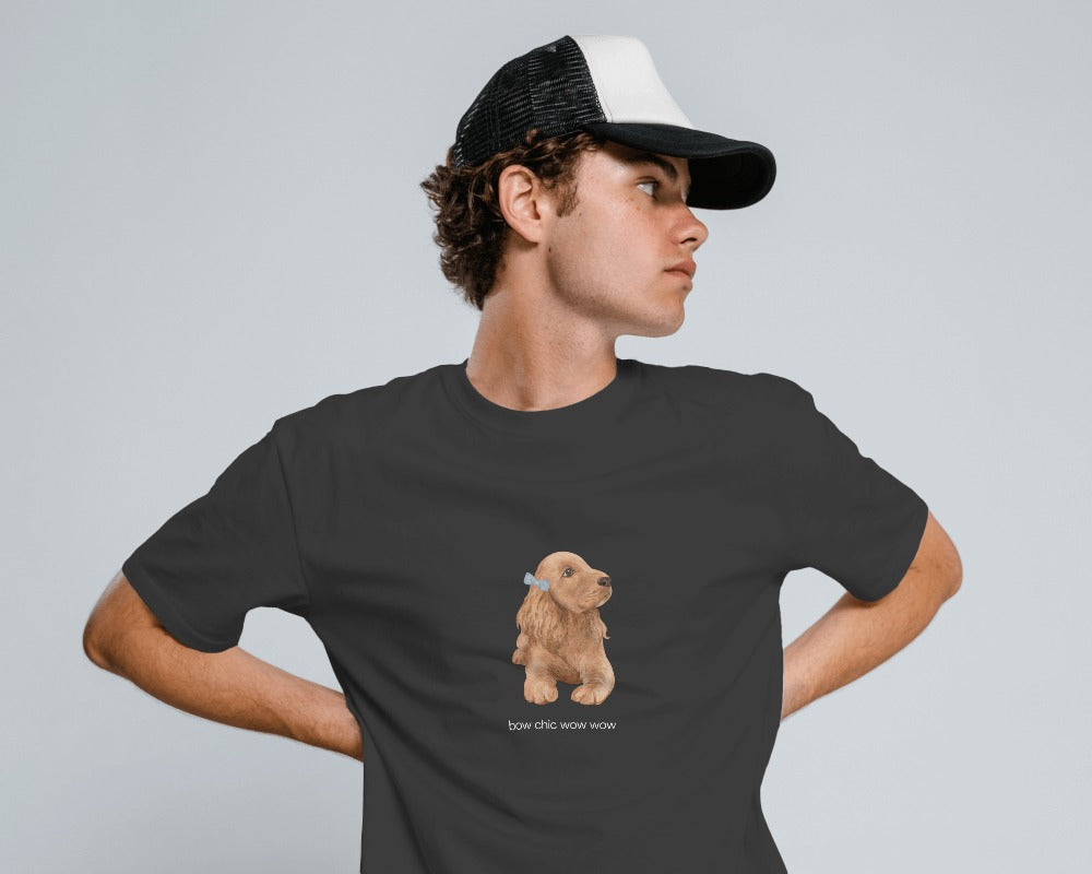 Bow chic wow wow - Unisex Black Printed T-shirt