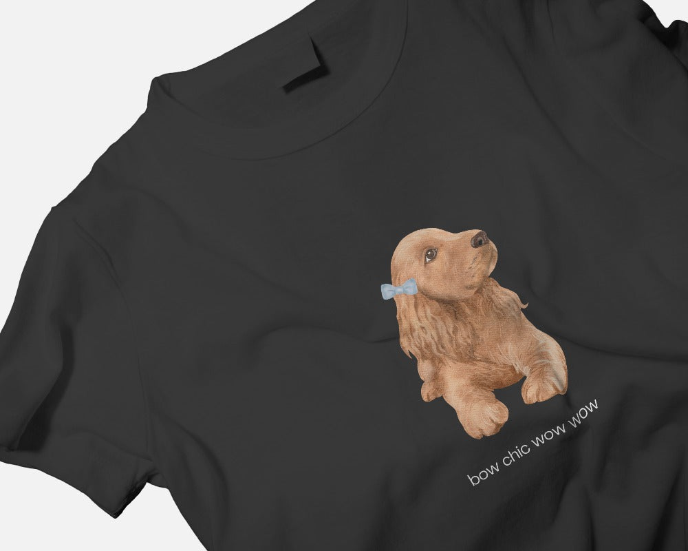 Bow Chic Wow Wow - Women's Black Printed T-shirt