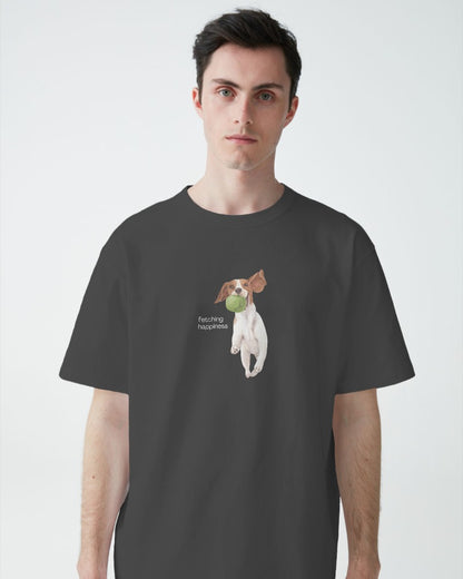 Fetching Happiness - Unisex Black Printed T-shirt