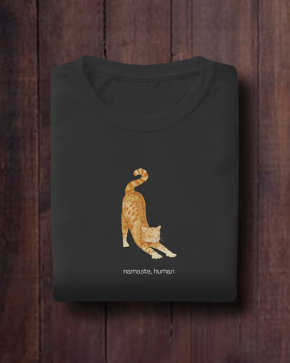 Namaste, Human - Unisex Black Printed T-shirt