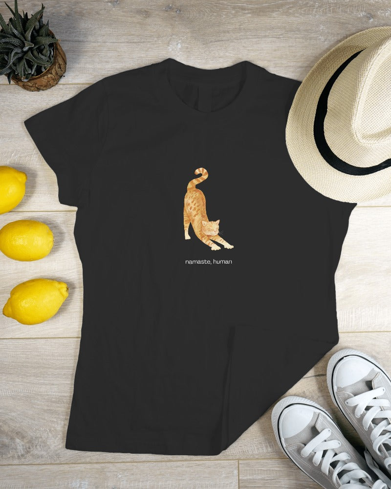 Namaste, Human - Women's Black Printed T-shirt