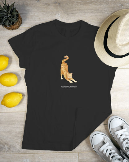 Namaste, Human - Women's Black Printed T-shirt