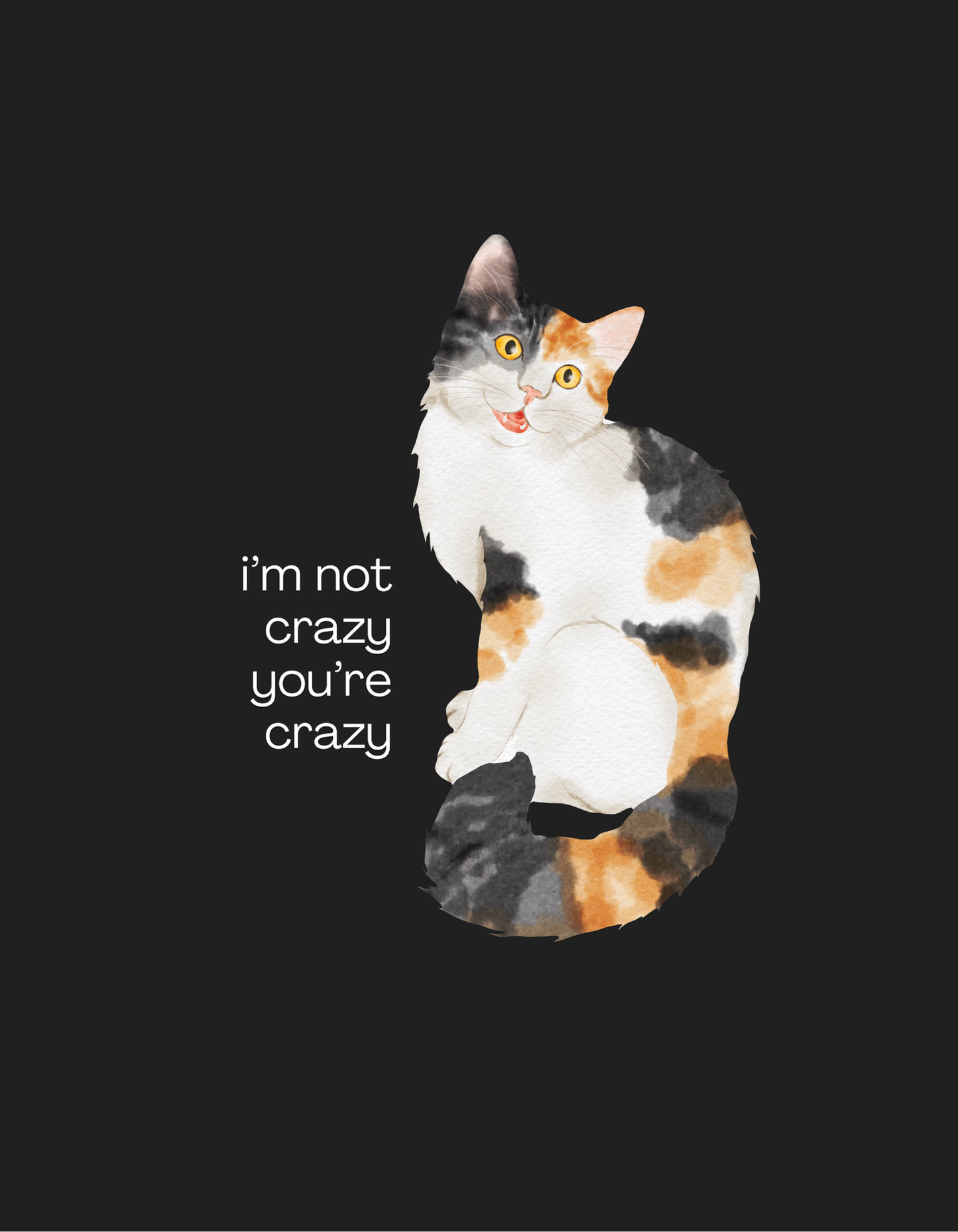 Crazy Cat - Women's Black Printed T-shirt