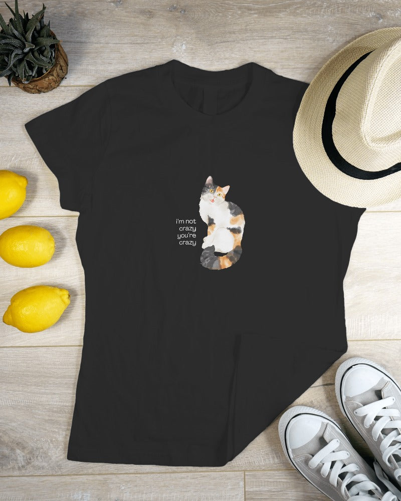 Crazy Cat - Women's Black Printed T-shirt