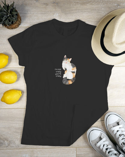 Crazy Cat - Women's Black Printed T-shirt