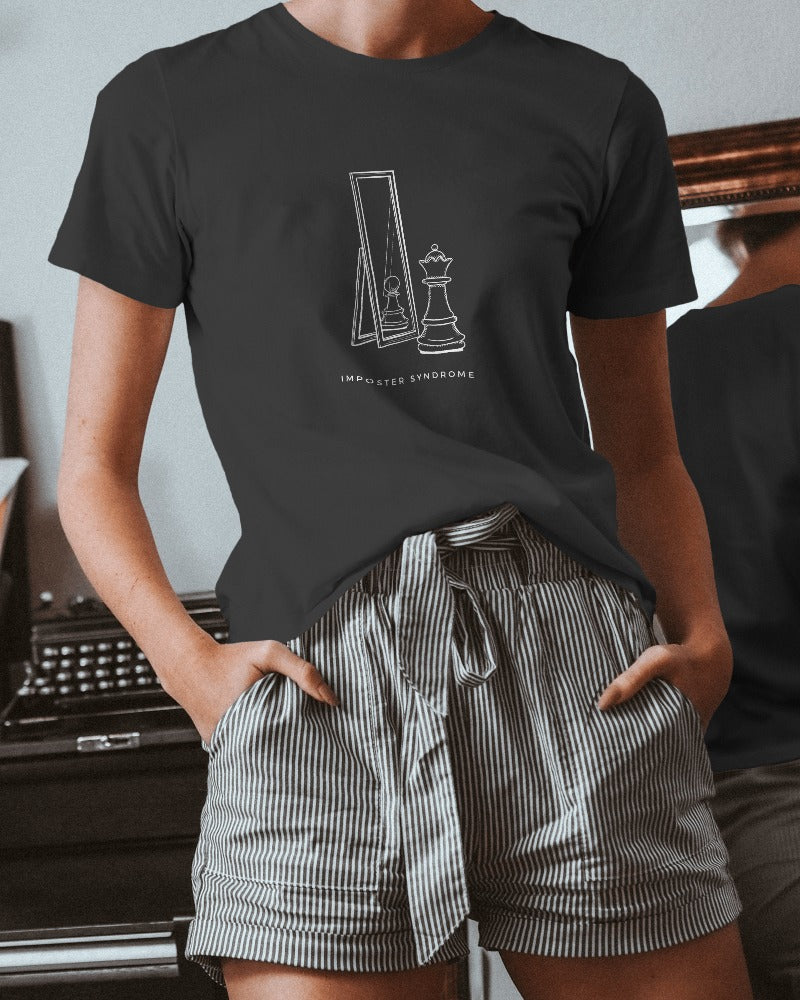 Imposter Syndrome - Women's Black Printed T-shirt