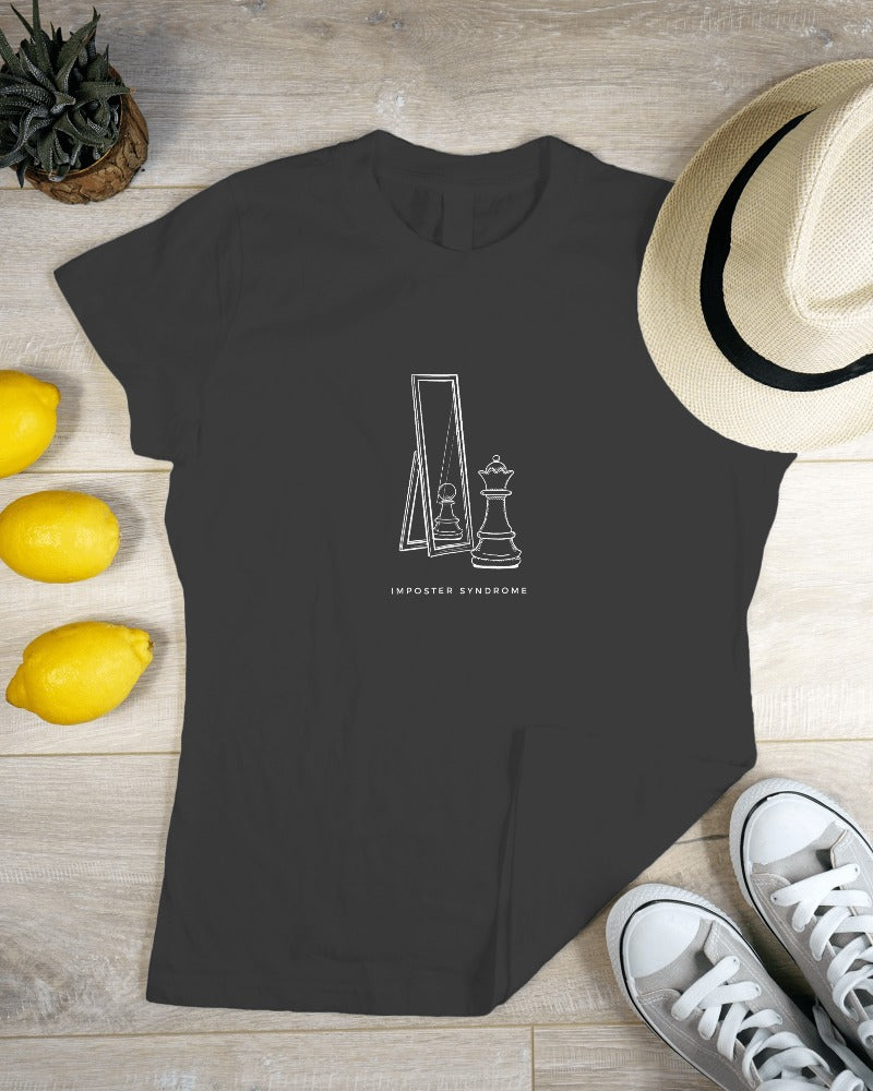 Imposter Syndrome - Women's Black Printed T-shirt