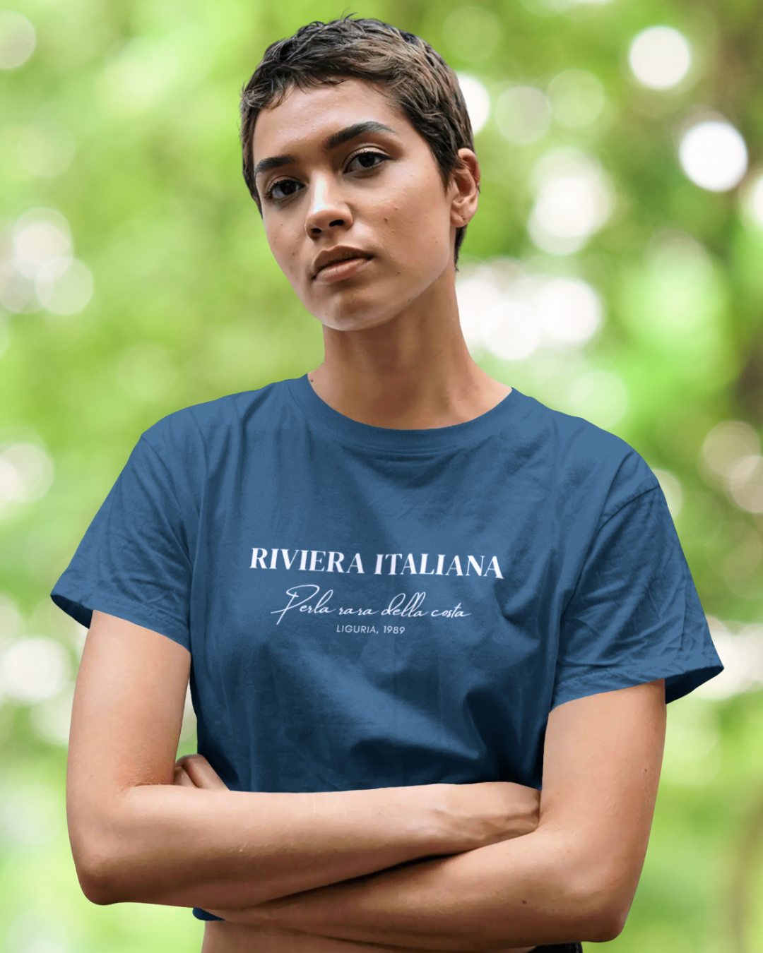 Riviera Italiana - Women's Navy Blue Printed Crop Top