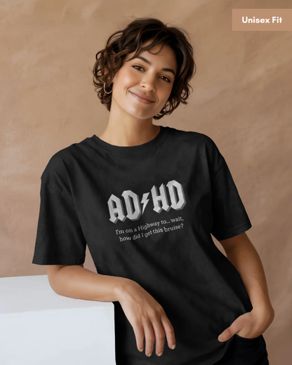 ADHD - Unisex Black Printed T-shirt