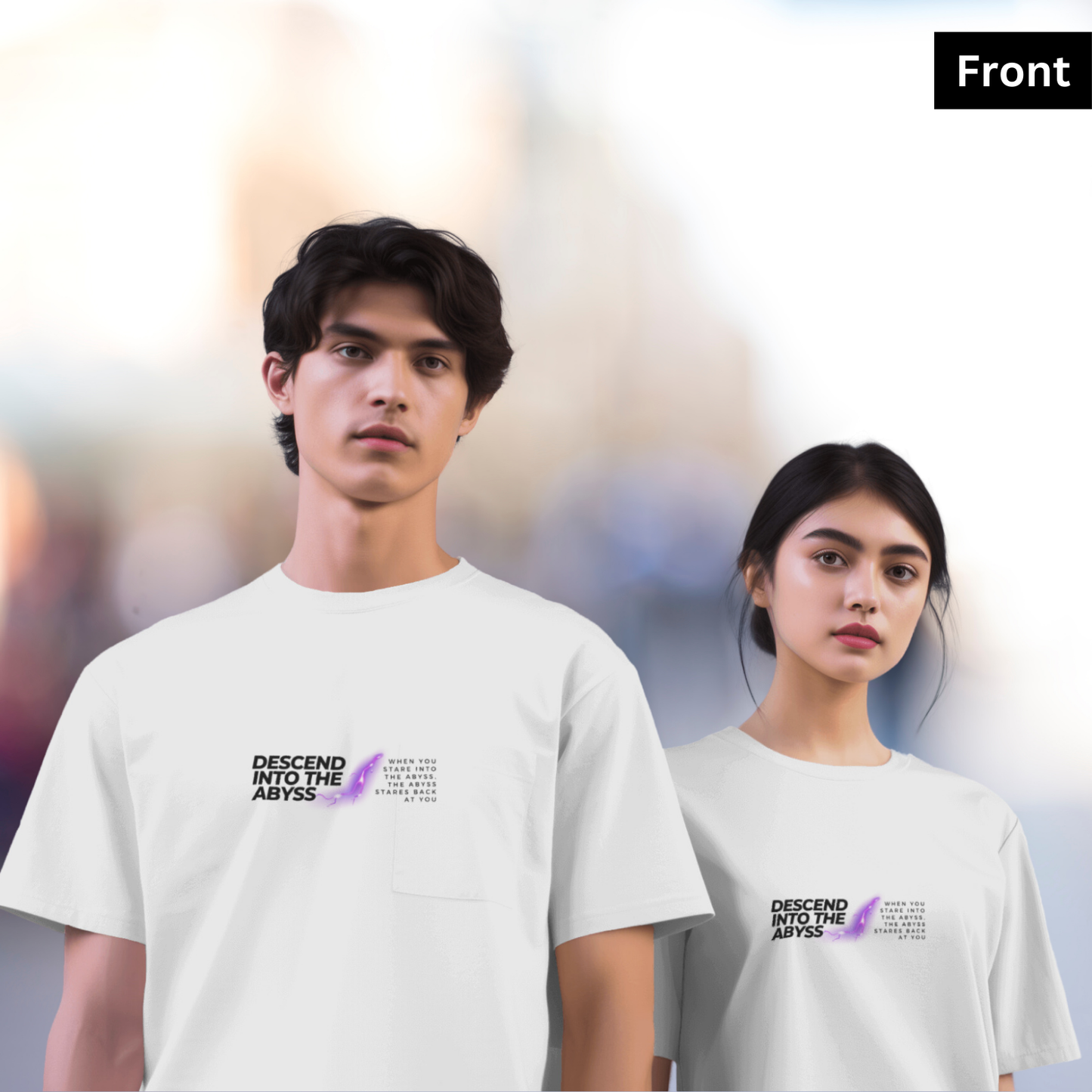 Abyss - Unisex White Printed T-shirt