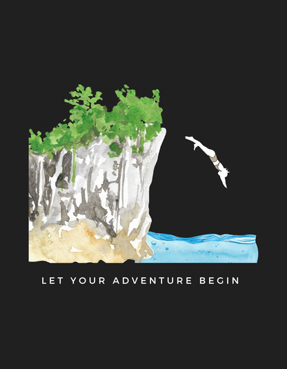 Cliff Dive - Women's Black Printed T-shirt