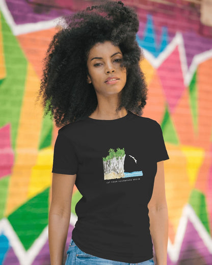 Cliff Dive - Women's Black Printed T-shirt