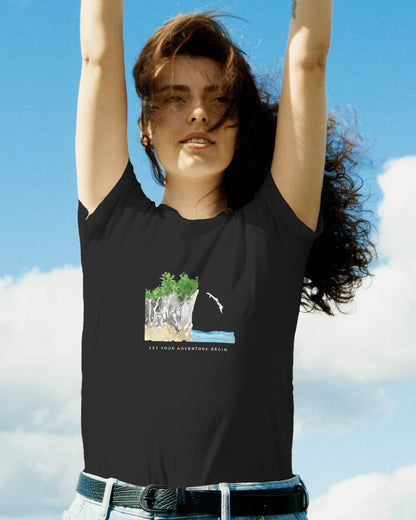 Cliff Dive - Women's Black Printed T-shirt