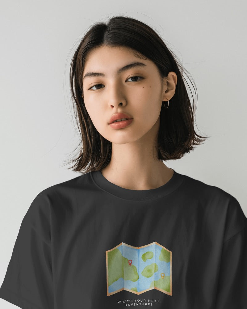 Where next? - Unisex Black Printed T-shirt