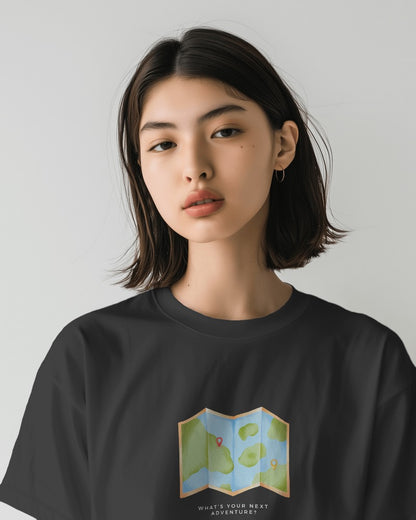 Where next? - Unisex Black Printed T-shirt