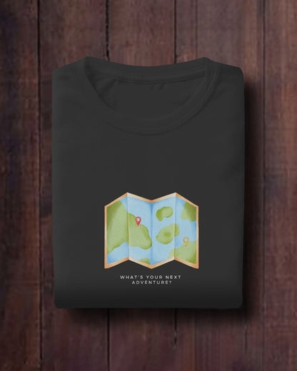 Where next? - Unisex Black Printed T-shirt