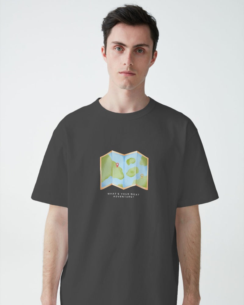 Where next? - Unisex Black Printed T-shirt