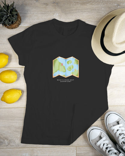 Where Next? - Women's Black Printed T-shirt
