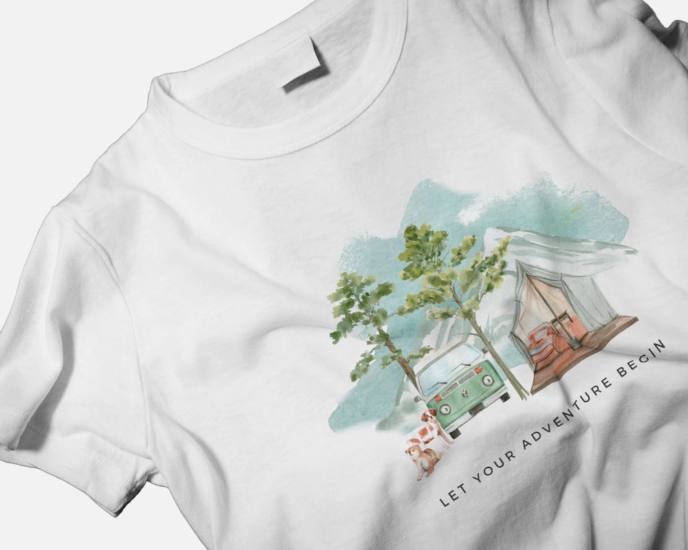 Camping Adventure II - Women's White Printed T-shirt