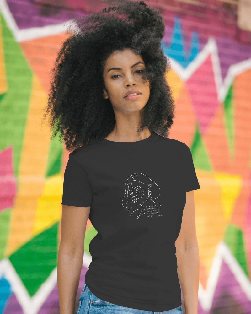 Unspoken Words - Women's Black Printed T-shirt