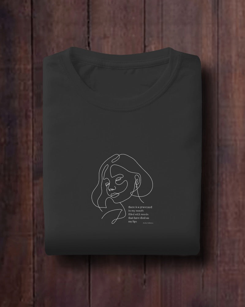 Unspoken Words - Unisex Black Printed T-shirt