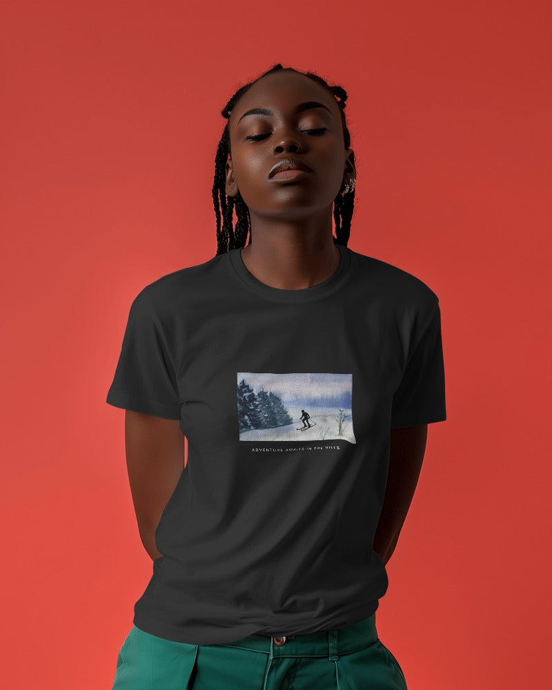 Hill Adventure - Women's Black Printed T-shirt