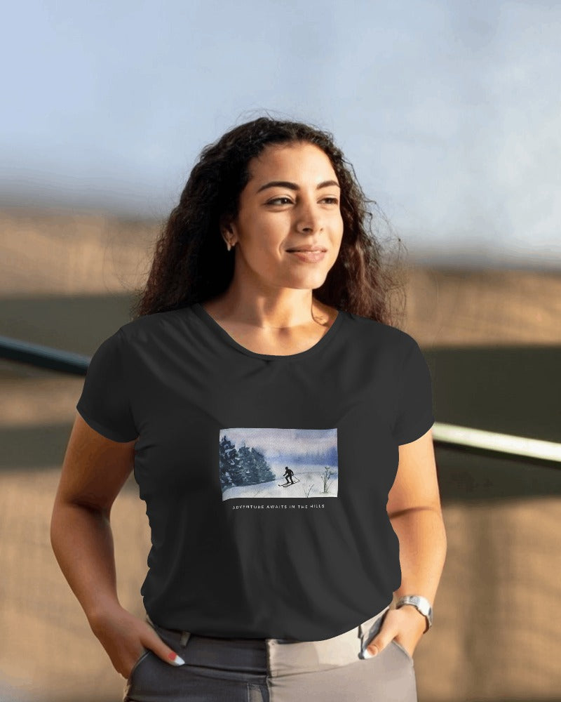 Hill Adventure - Women's Black Printed T-shirt