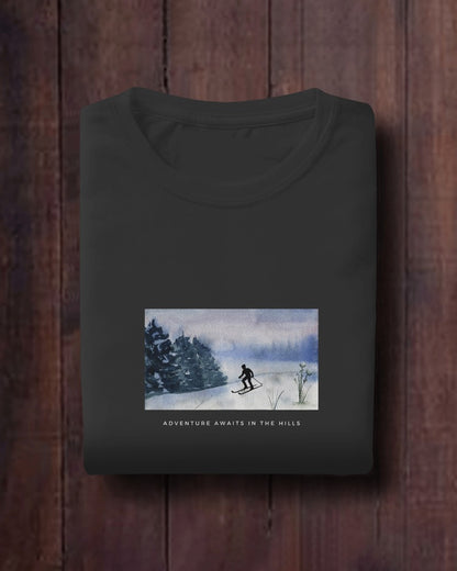 Hill Adventure - Unisex Black Printed T-shirt